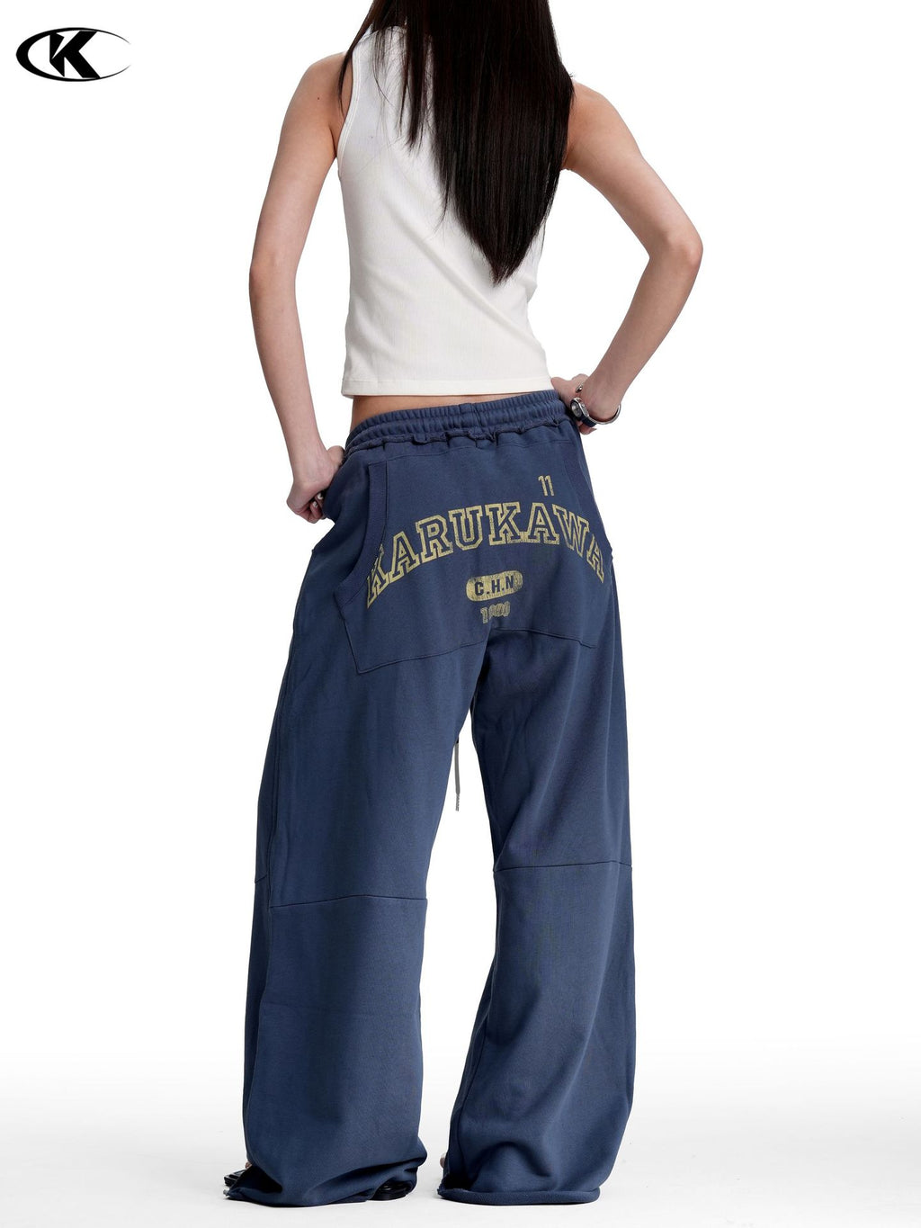 11KN Casual Straight Letter Printed Sweatpants