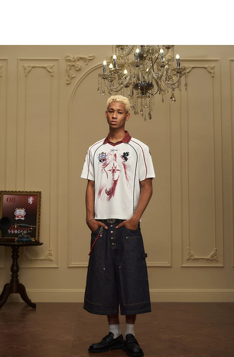 YADcrew Flash Diamond Lapel Polo Shirt