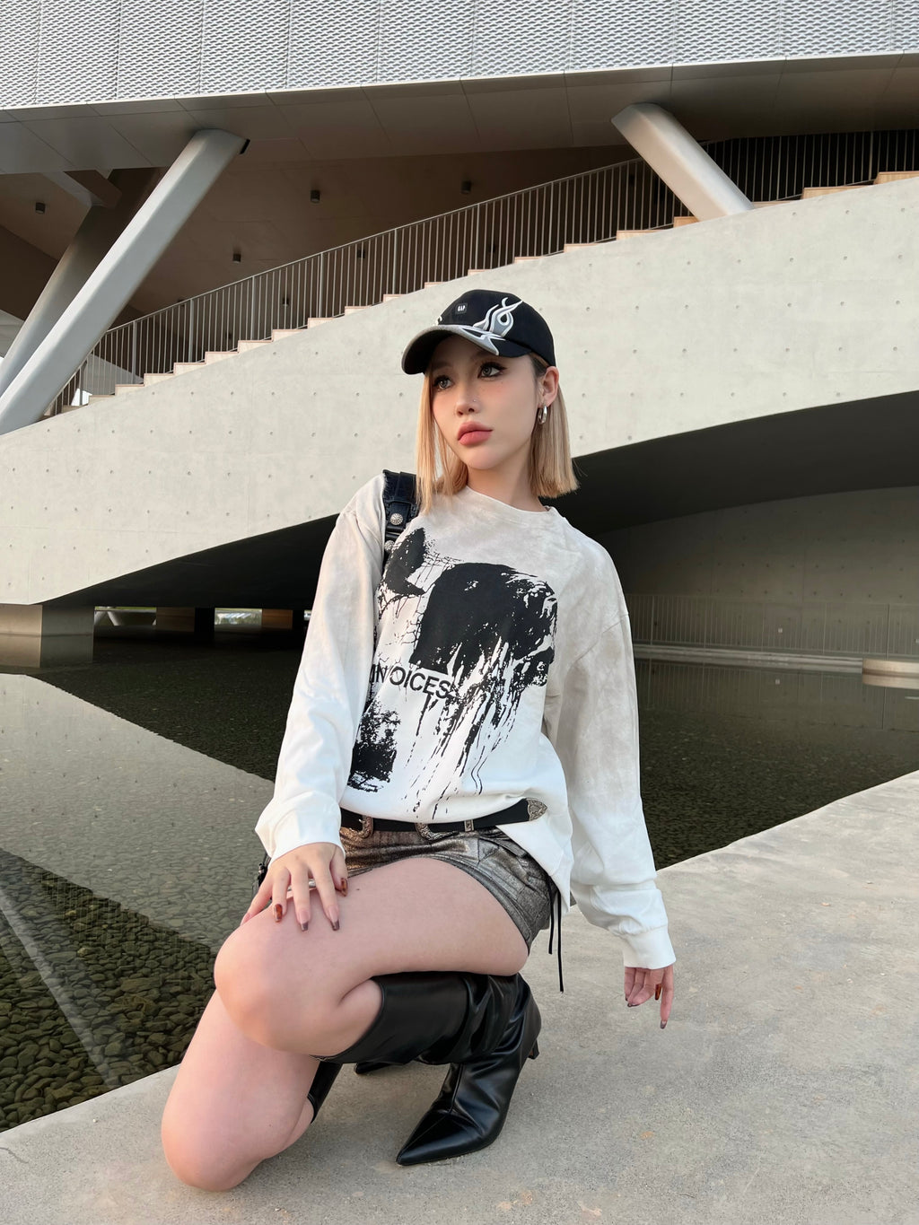 Human Voices Washed Dirty Dyed Old Long Sleeve Tee