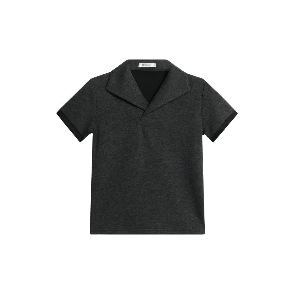 FUNKYFUN Minimalist and Fashionable Design Sense Front Shoulder Short Sleeve Tee