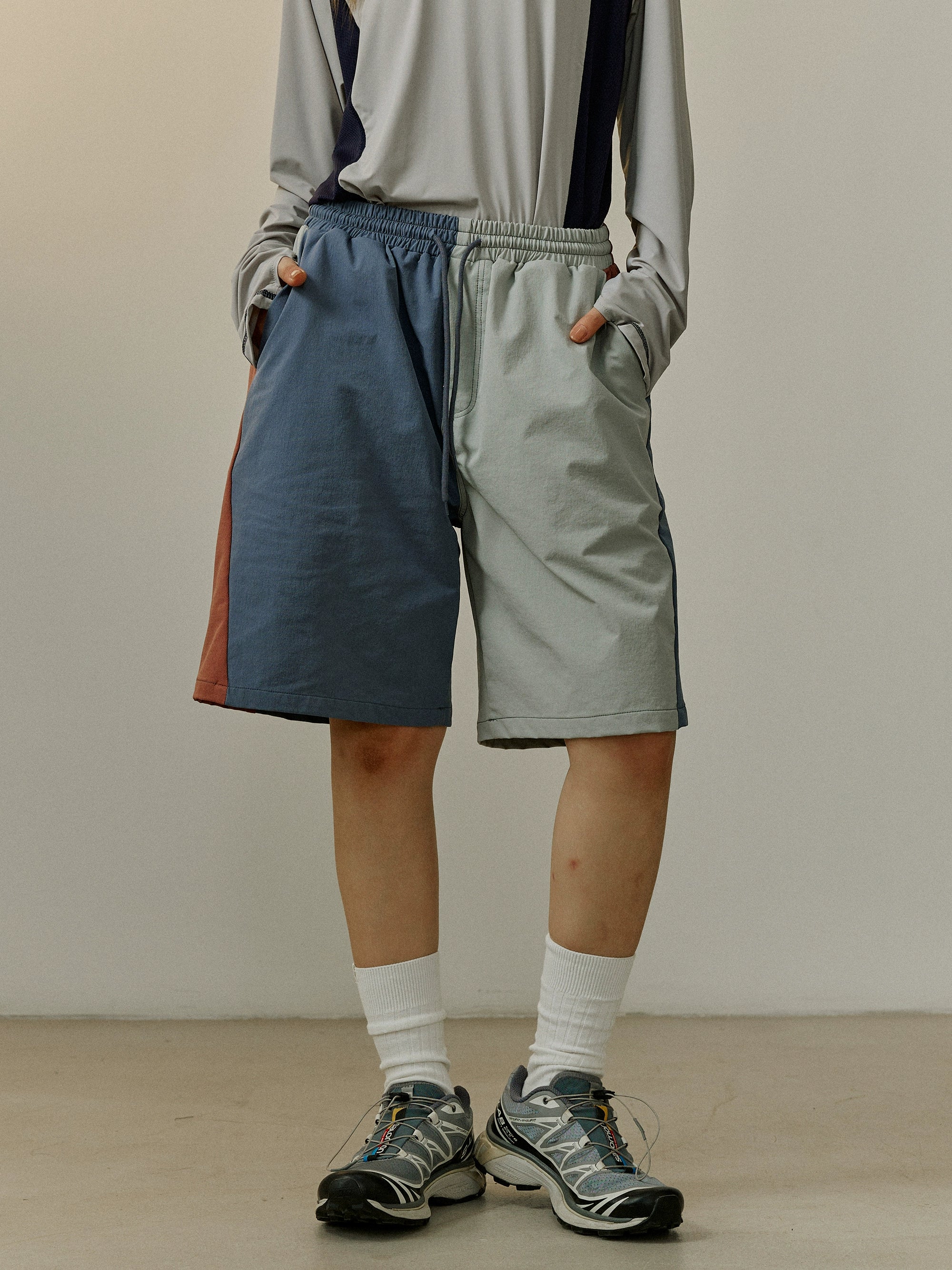 LR MADE Irregular Contrasting Sports Shorts