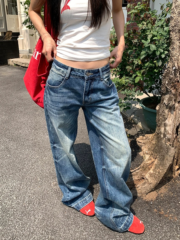 EAHO Vintage Ripple Design Jeans