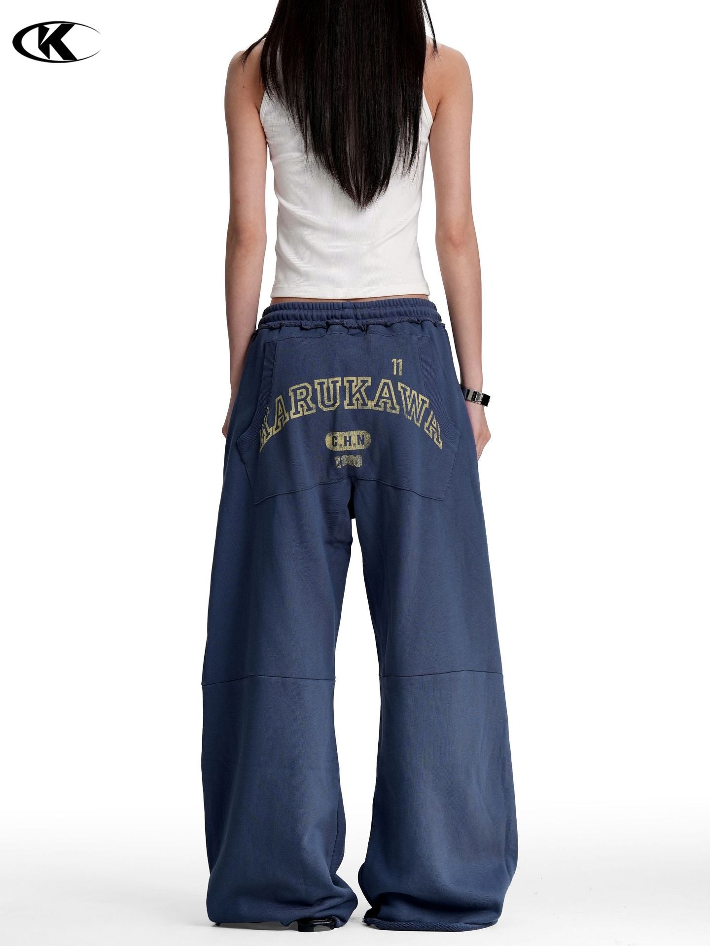 11KN Casual Straight Letter Printed Sweatpants