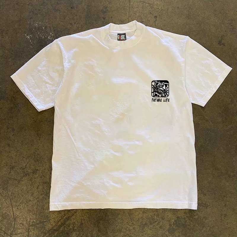 UPUPXIA Casual Loose Round Neck Tee