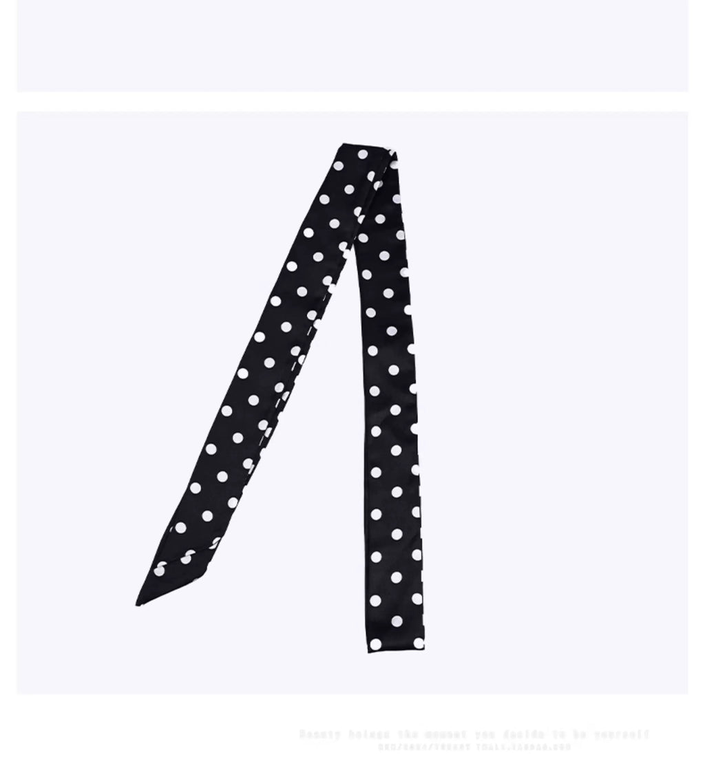 YORSOY Retro Polka Dot Thin and Narrow Silk Scarf