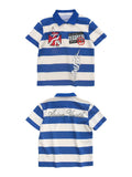 4AM Spoof Niche Print Striped Polo Shirt