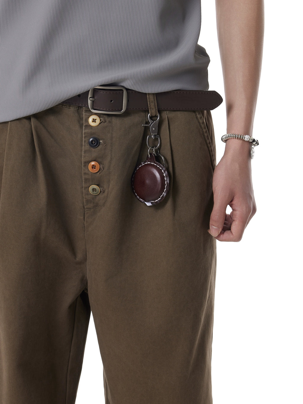 "Clearance"BTSG Niche Color Breasted Design Wide-leg Slacks
