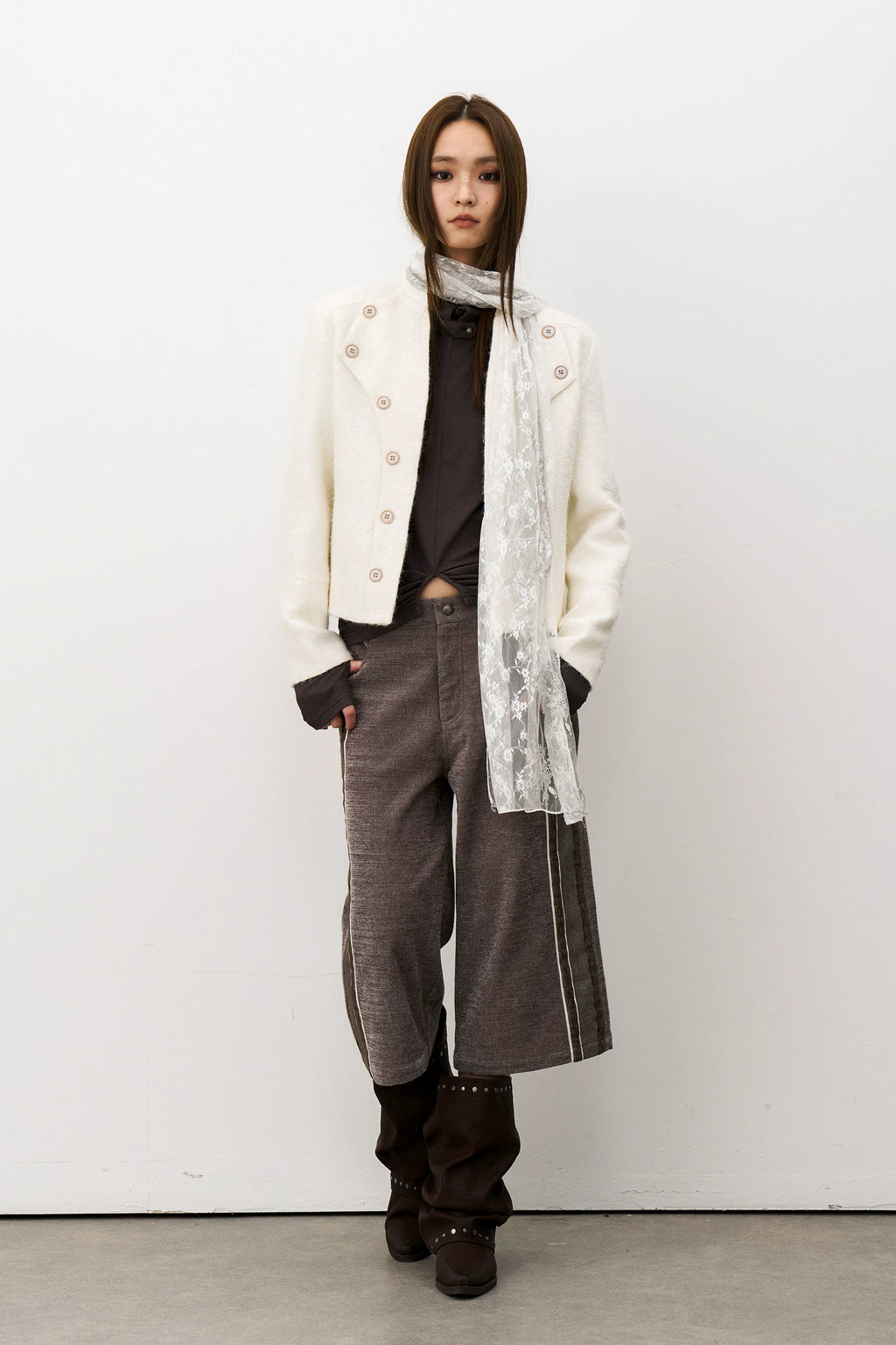 THELIGHT Double-breasted Stand-up Jacket