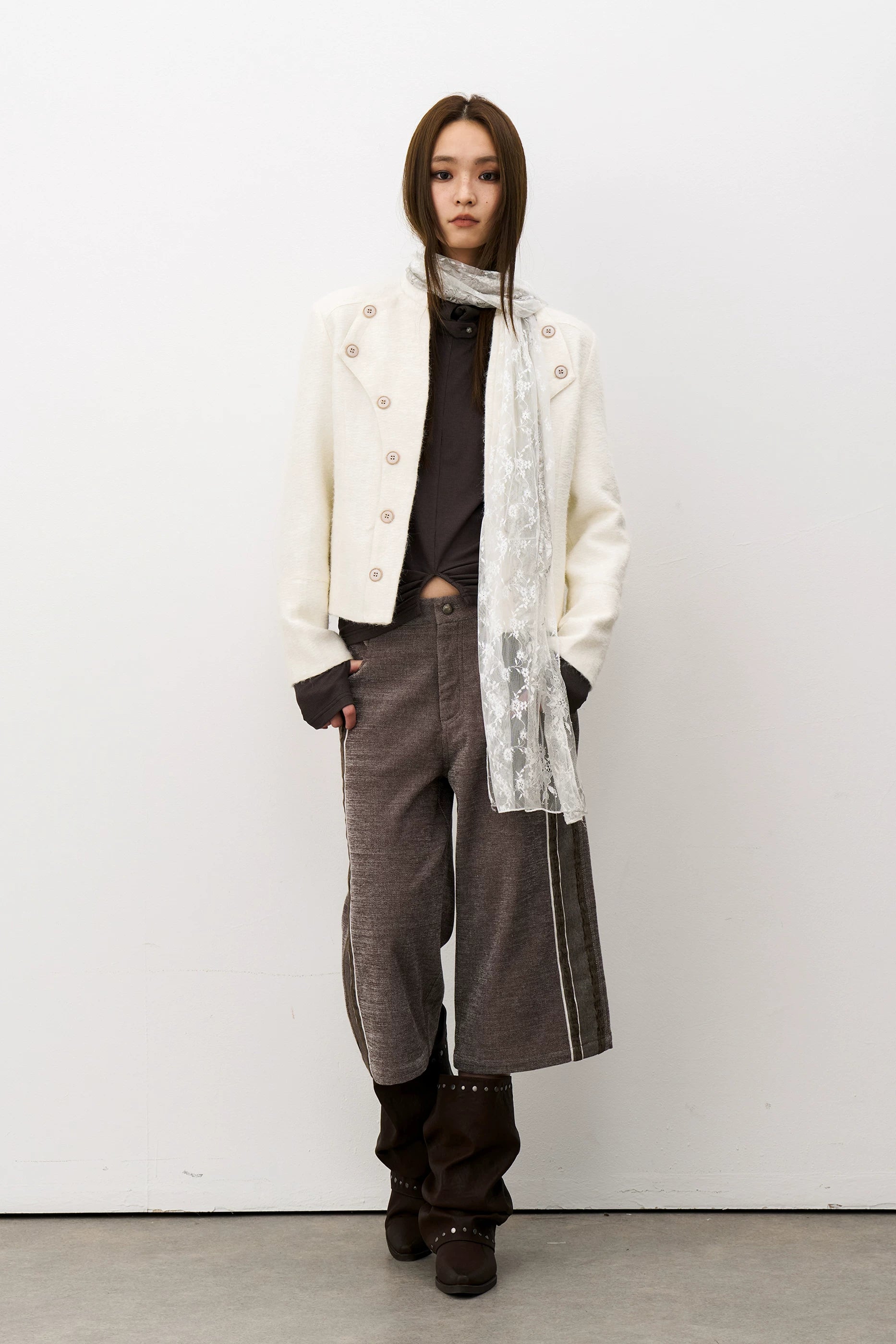 THELIGHT Double-breasted Stand-up Jacket