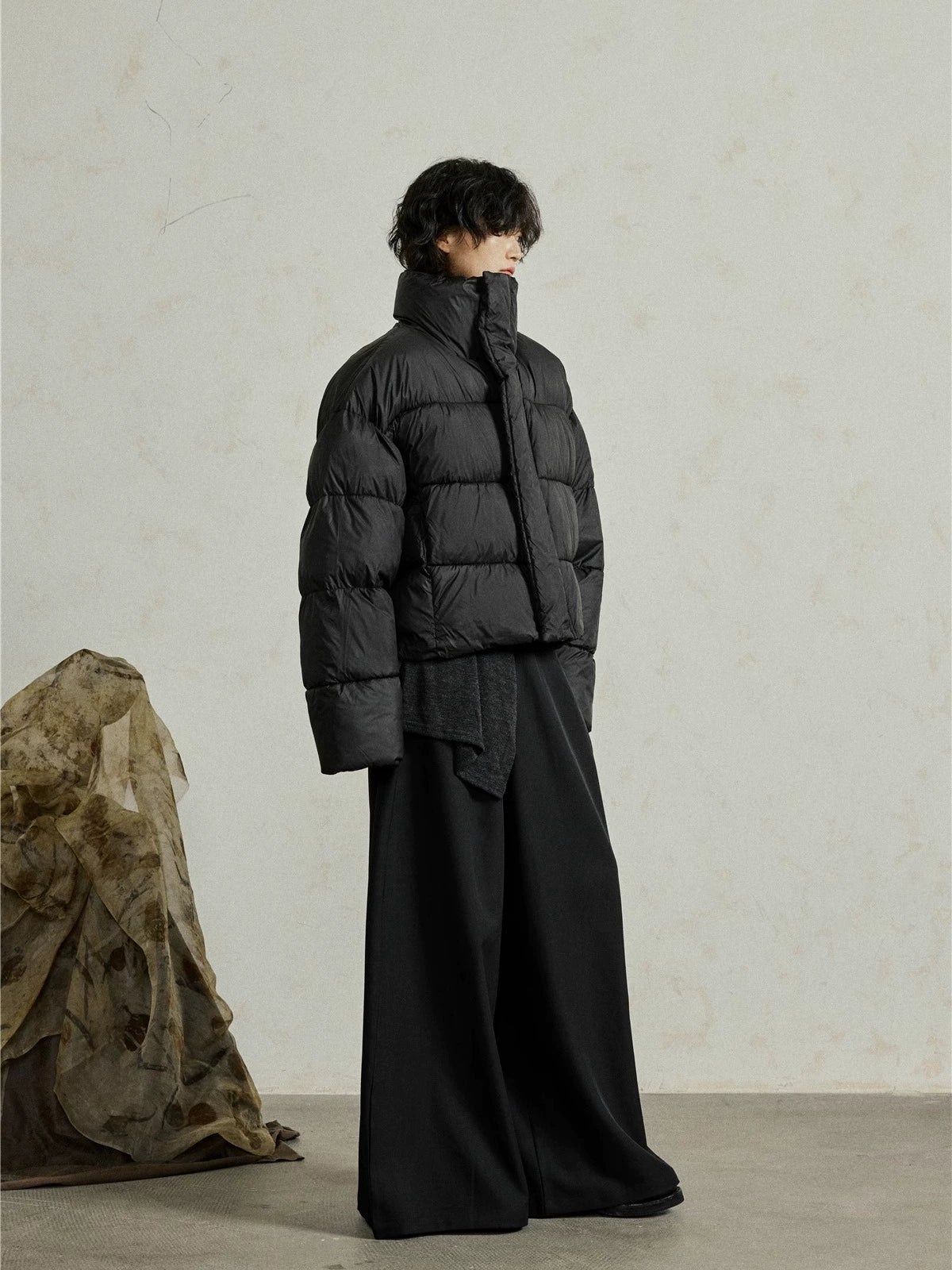 SUNYVONNE Double-button Diagonal Placket Suit Pants