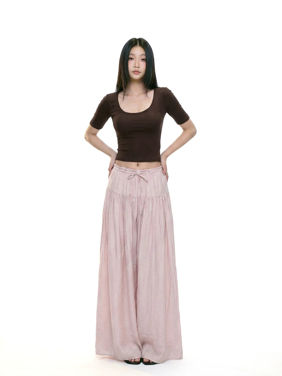 WITHMIN Low-rise Slim Pleated Wide-leg Pants