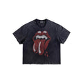 KONOOT Funny Mouth Print Crew Neck Tee
