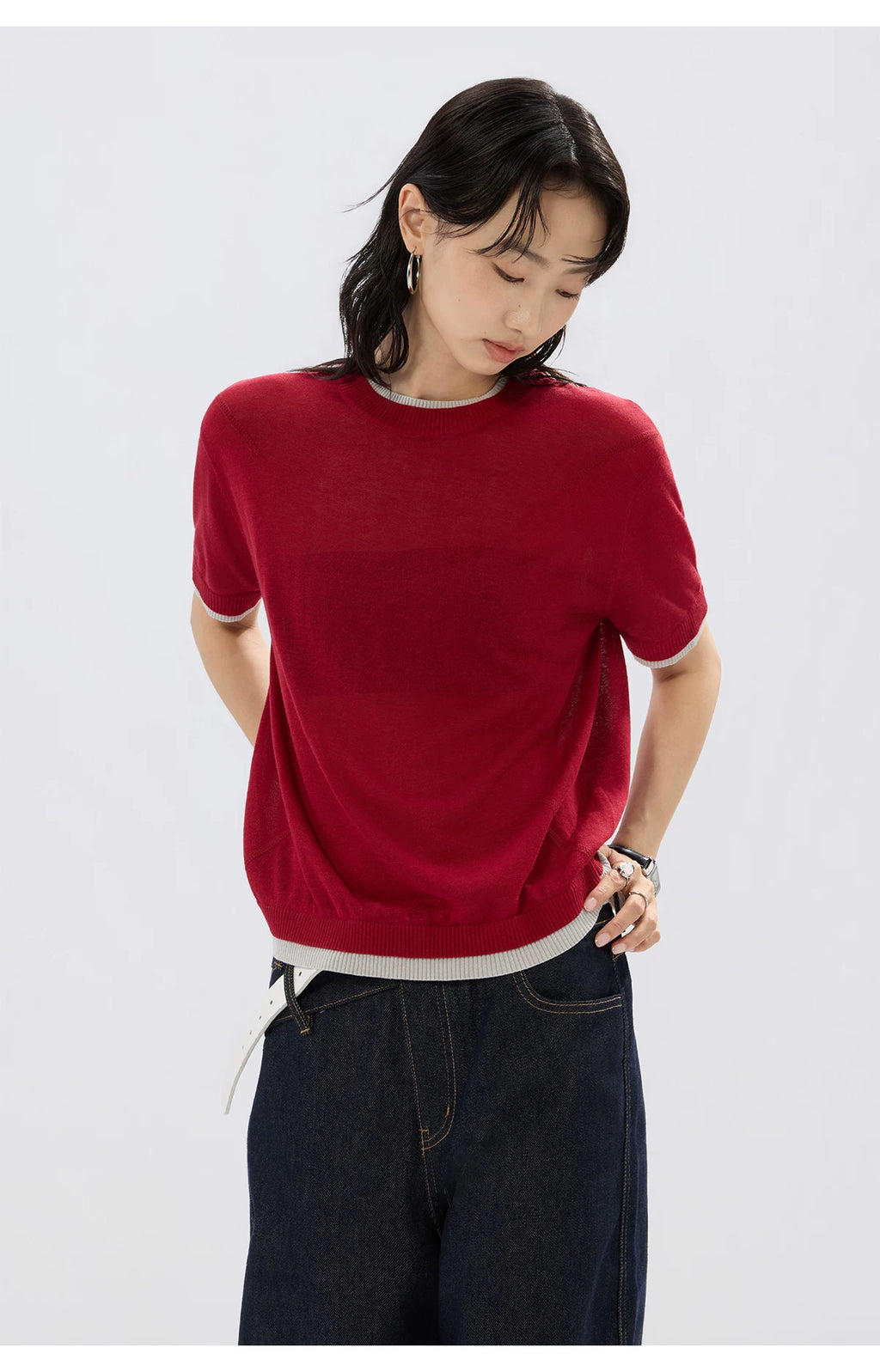 Sameuoo Versatile Casual Knit Tee