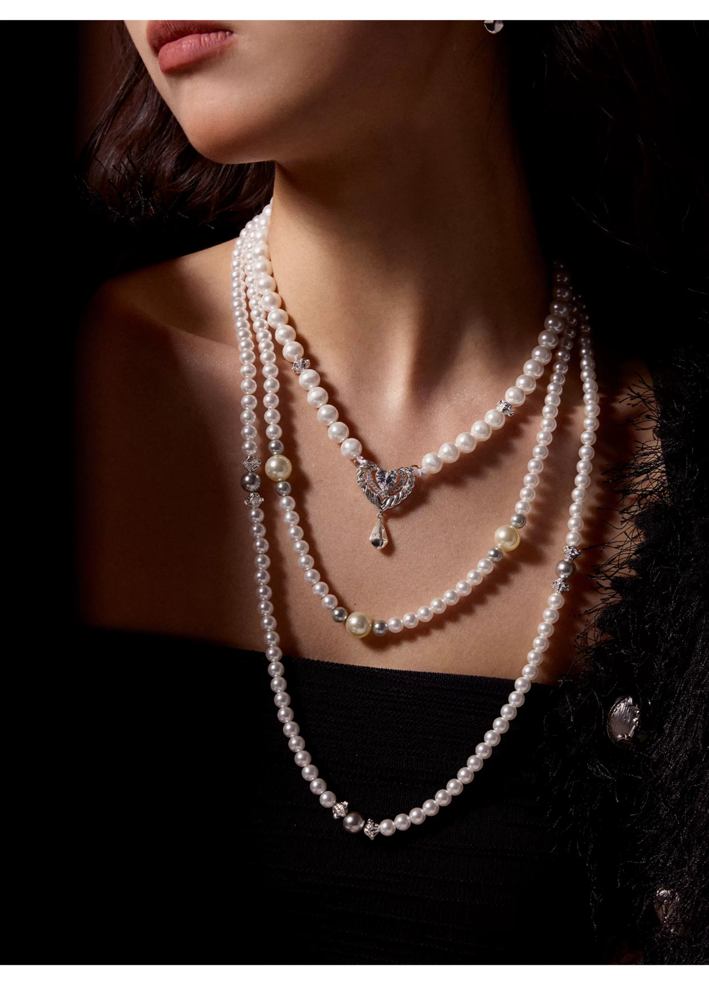 PP Tassel Love Pearl Collarbone Chain