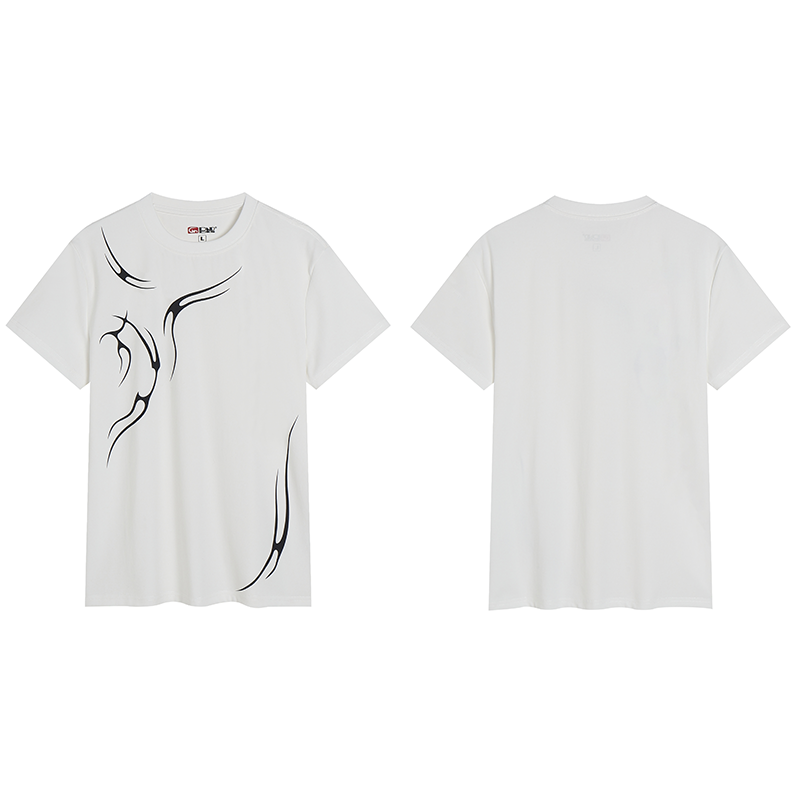 DND4DES Slim Fit Elastic Short Sleeve Crew Neck Striped Tee