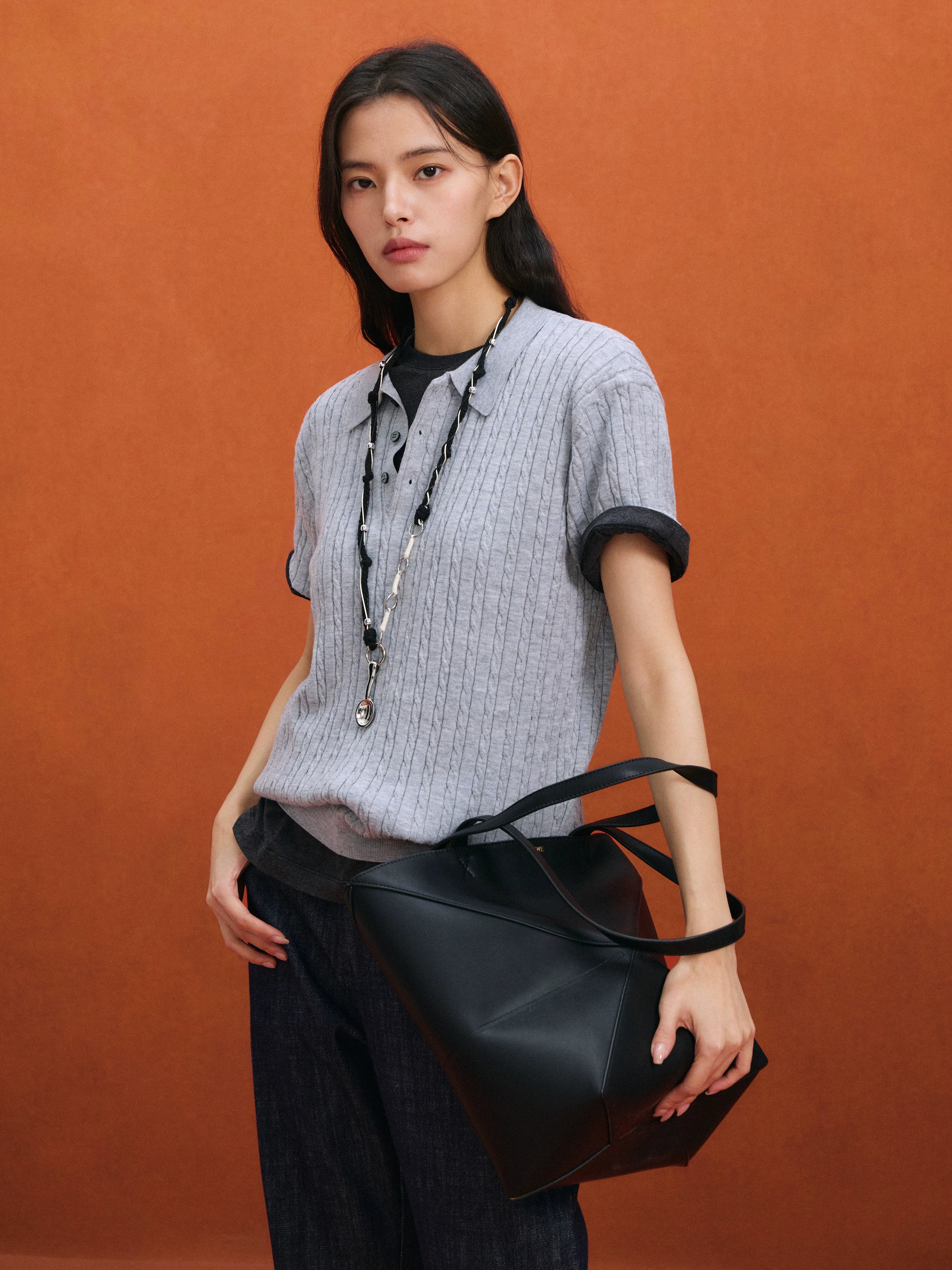 NO LOGO Retro Loose Loose Lazy Lapel Tee