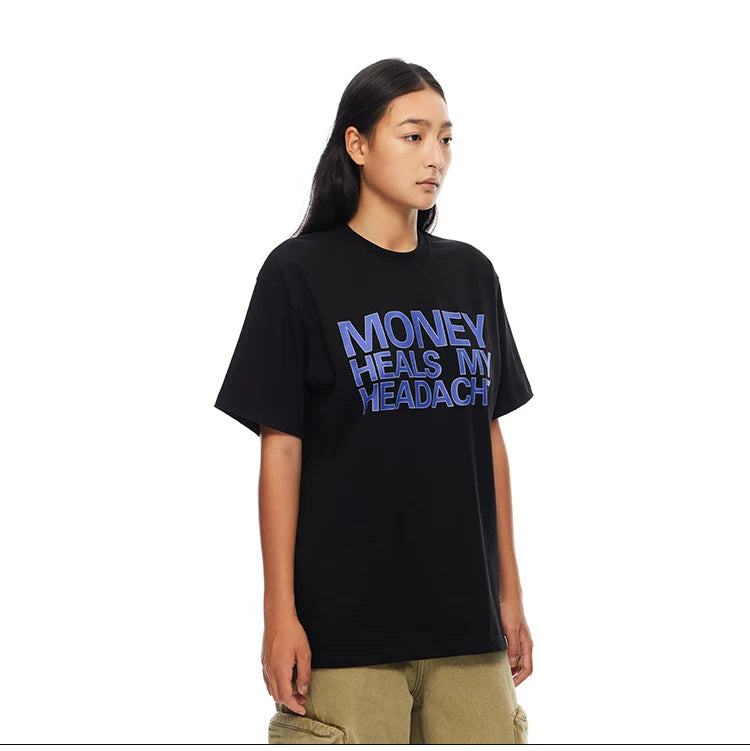 HEADACHE Bold Letter Print Round Neck Tee