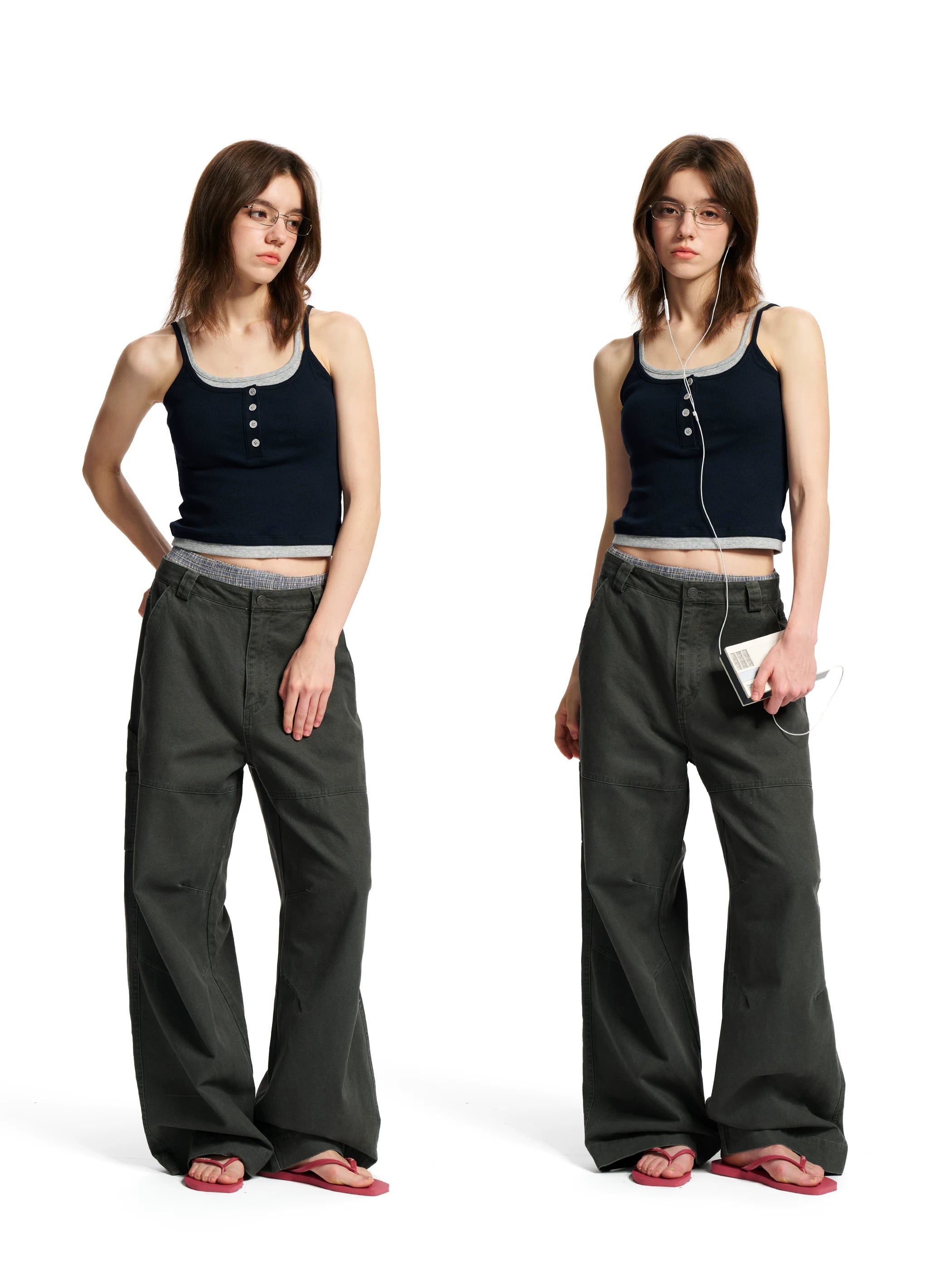 Loopsoon Fake Two-piece Versatile Contrasting Edge Suspenders