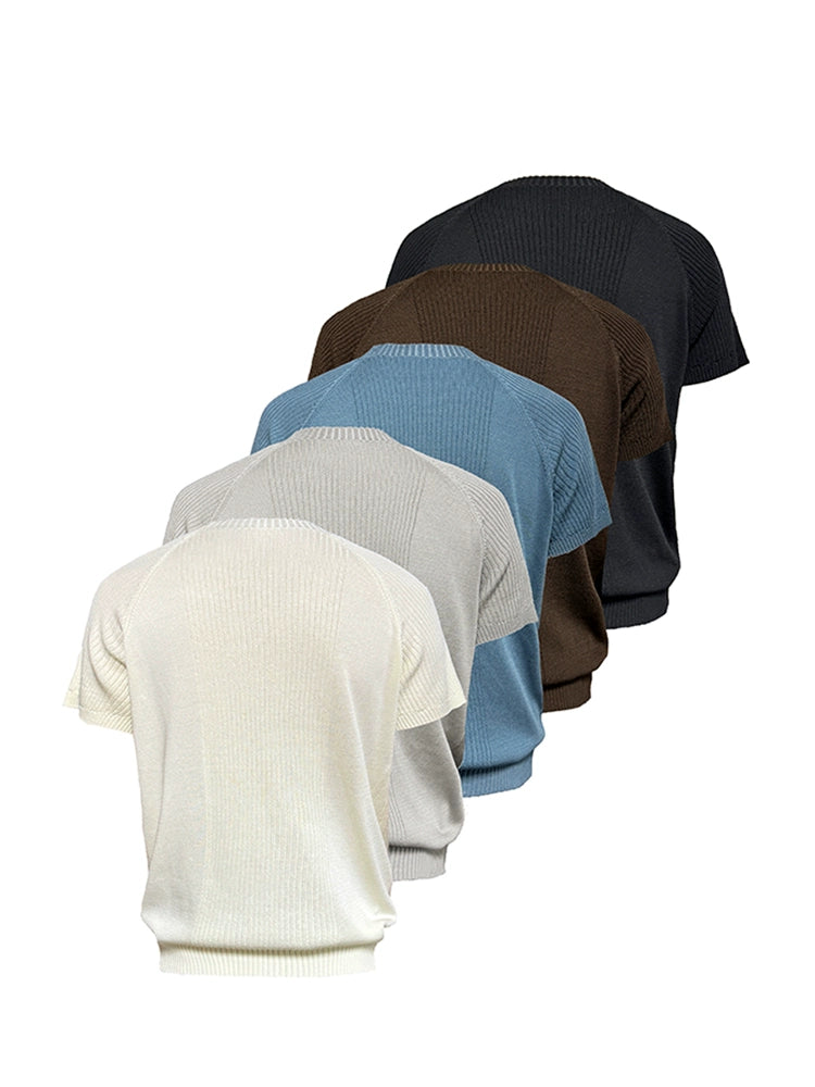 JCAESAR Pit Strip Knitted Shoulder Tee