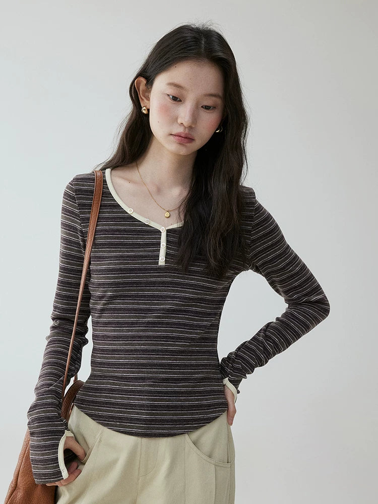 VOOE Contrast Striped Slim Tee