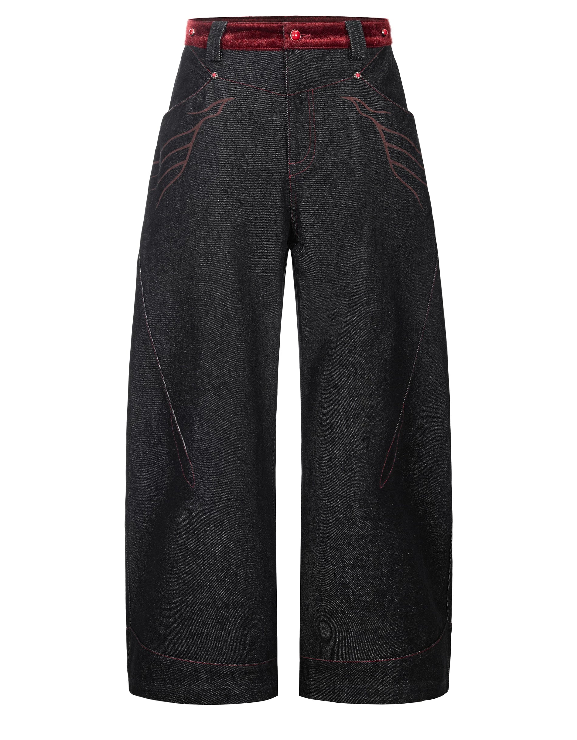 Esaias Topstitch Straight Wide-leg Jeans