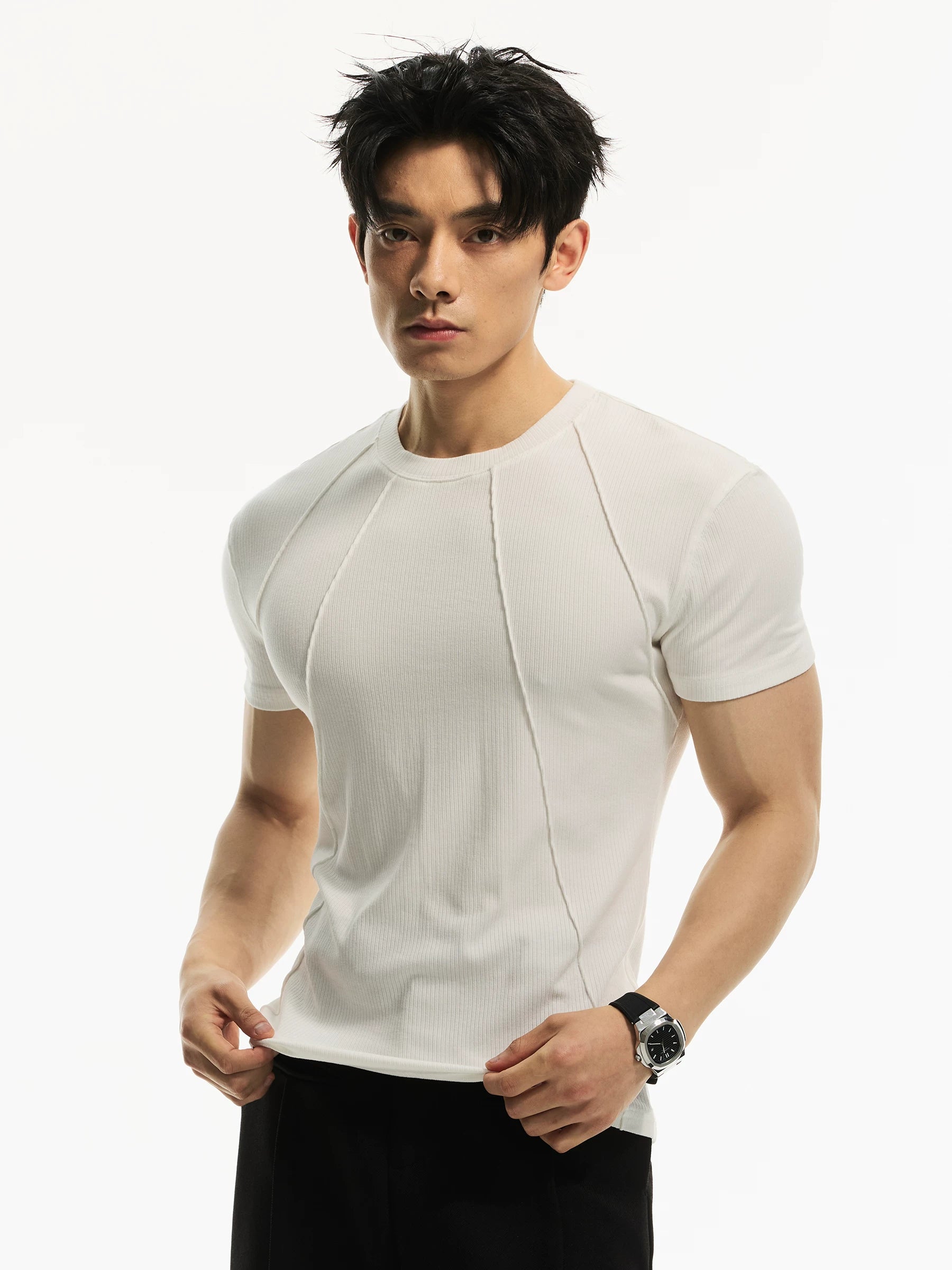 DAY NY Oblique Pleated Front Shoulder Casual Tee