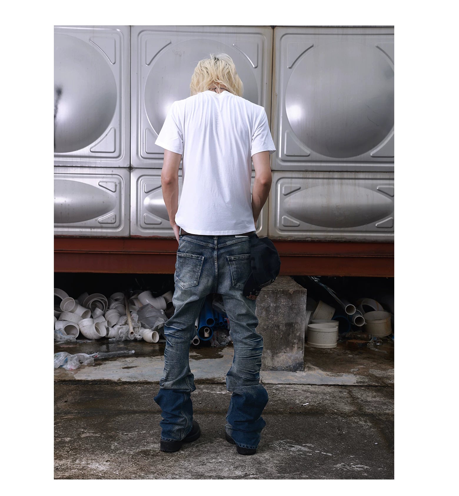 NoEmosen Retro Ripped Three-dimensional Cat Whisker Jeans