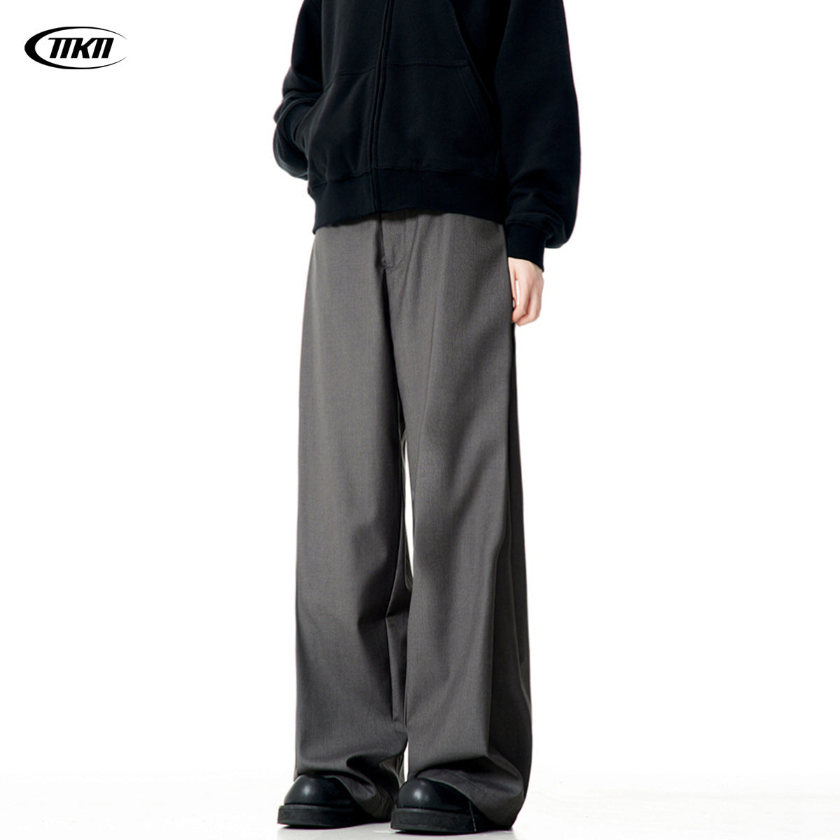 11KN Loose and Simple Casual and Thin Wide-leg Pants