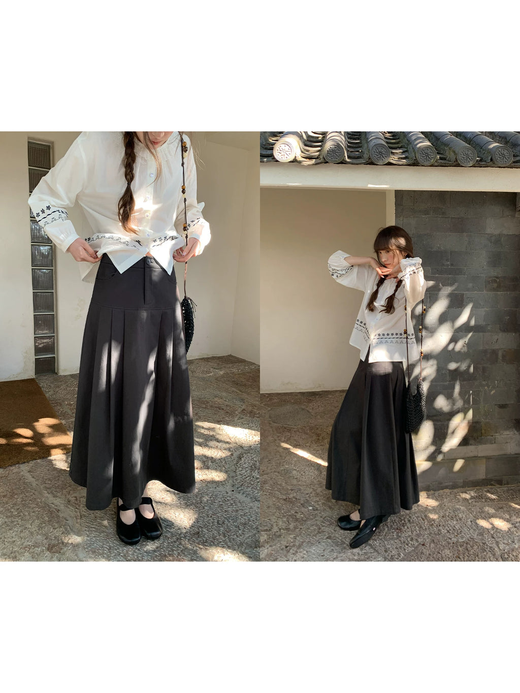 KANO Fungus Edge Pleated Casual Skirt