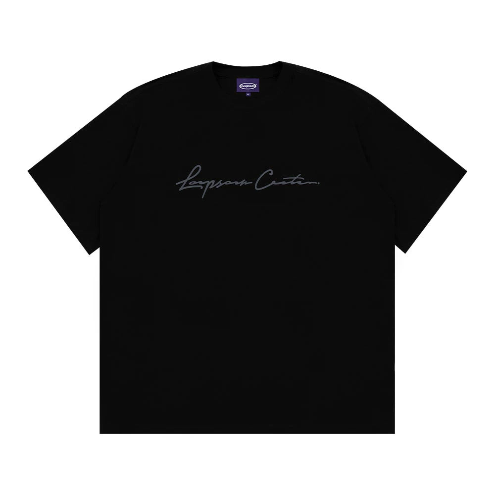 Loopsoon Loose Trend Printed Letter Logo Tee