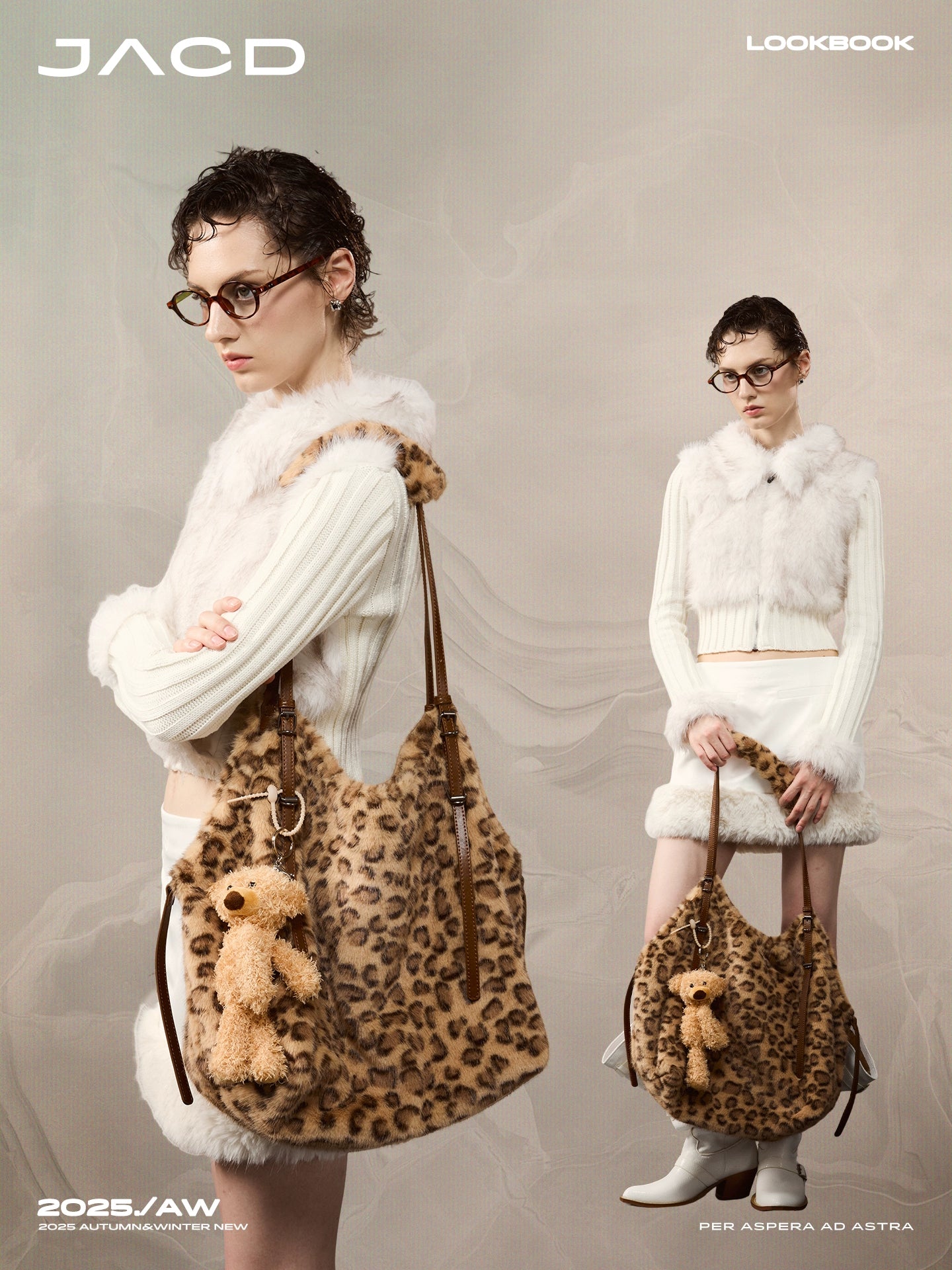 (Clearance) JACD Large Capacity Fluffy Leopard Print Bag