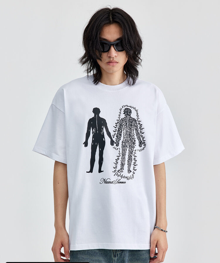 (NMK) Parallel Particle Humanoid Pure Cotton Tee