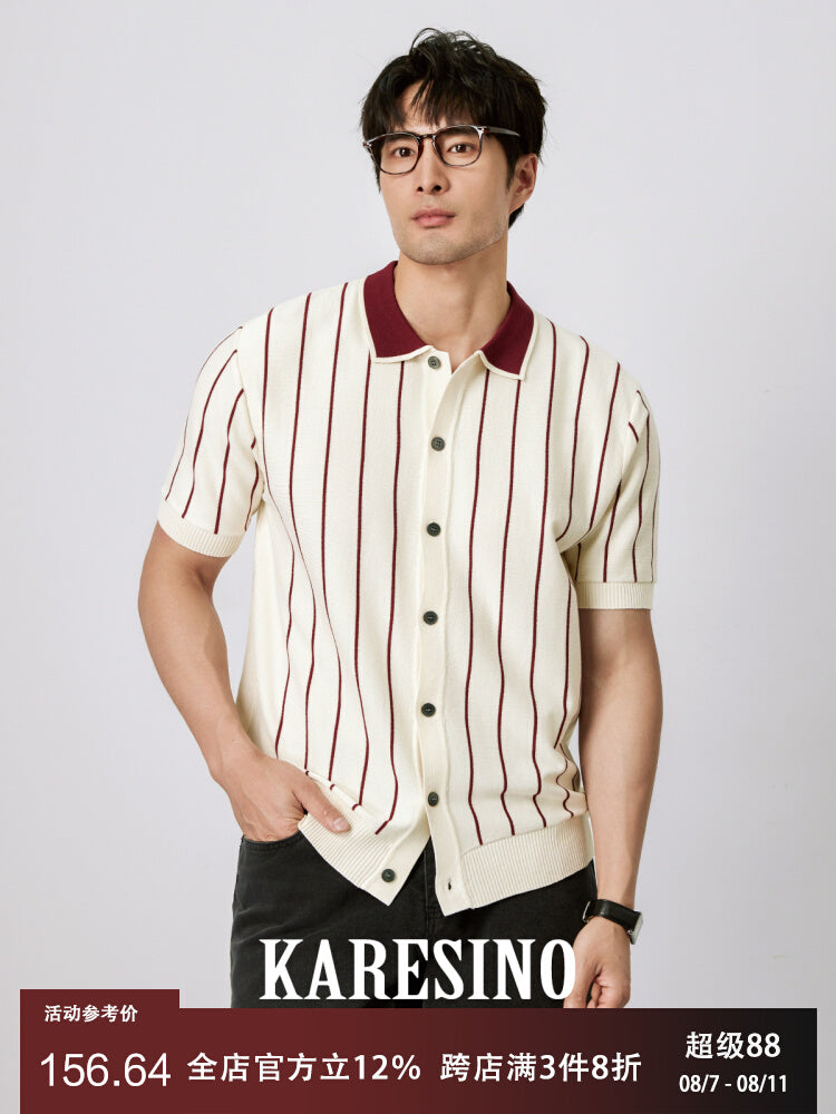KARESINO Casual Striped Ice Silk Knitted Sweater