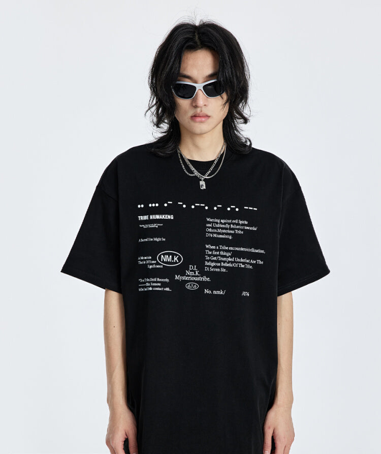 (NMK) Morse Code Letter Printing Tee