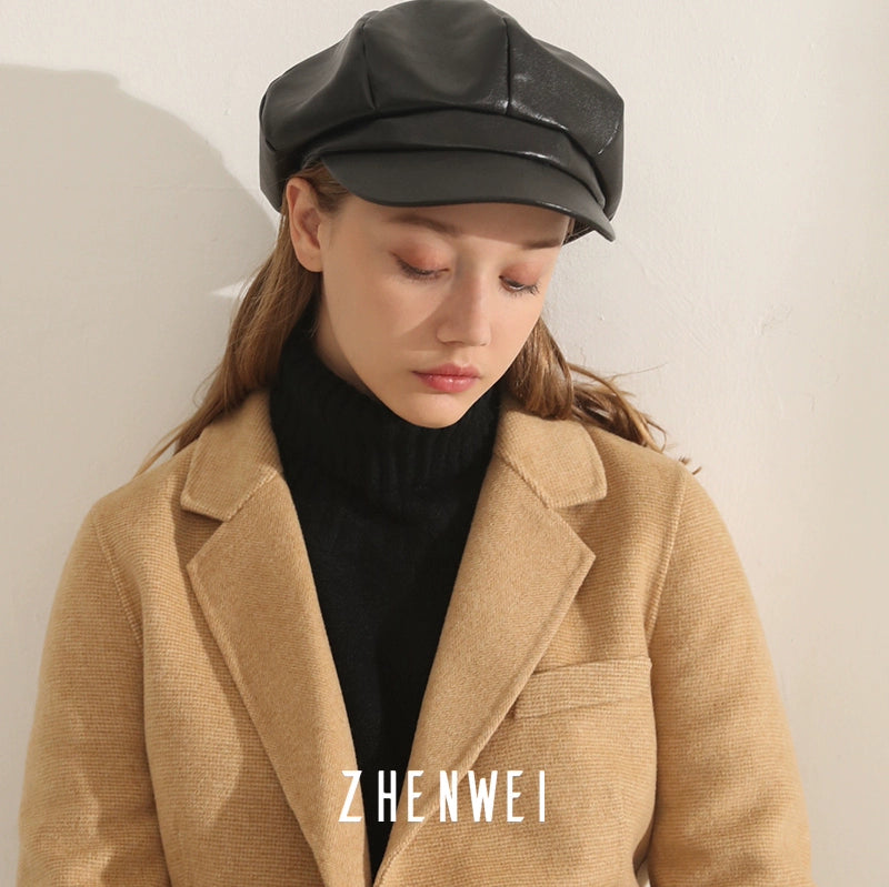 ZHENWEI Vintage PU Leather Beret