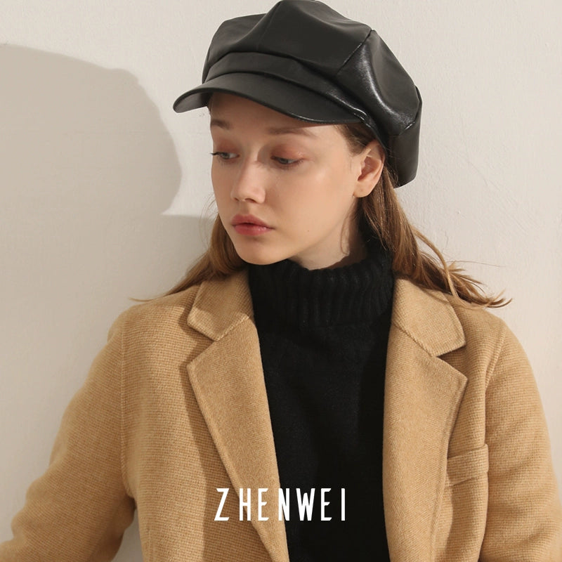 ZHENWEI Vintage PU Leather Beret
