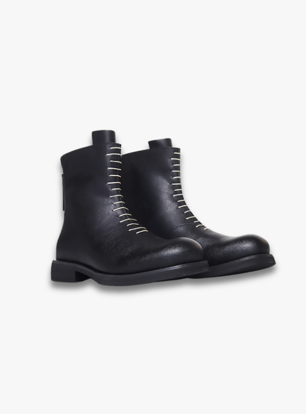 SHENLV StuIO Round Head Chelsea High-top Leather Shoes