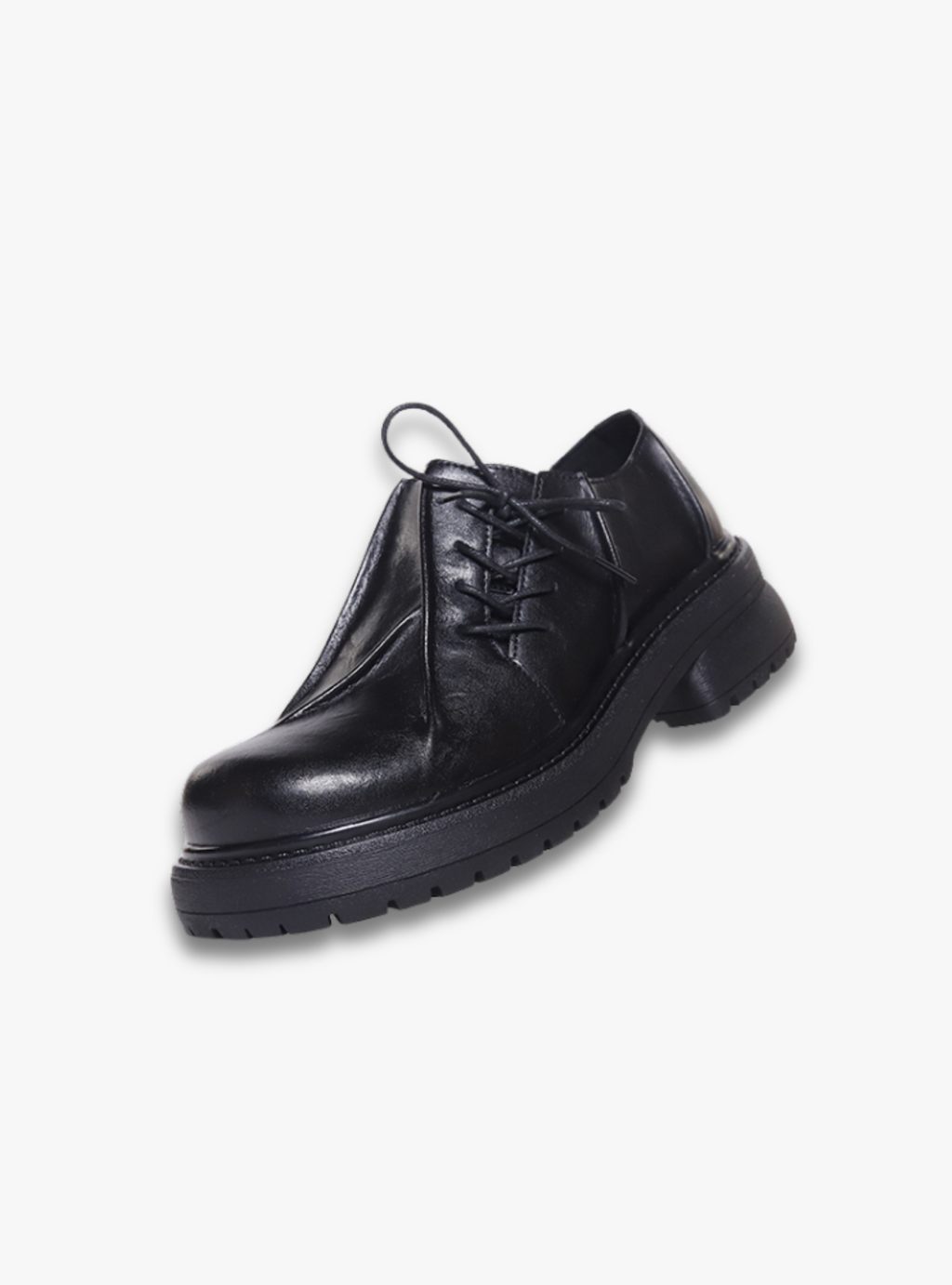 SHENLV STUDIO Asymmetrical Hand-pleated Thick-soled Heightening Leather Shoes
