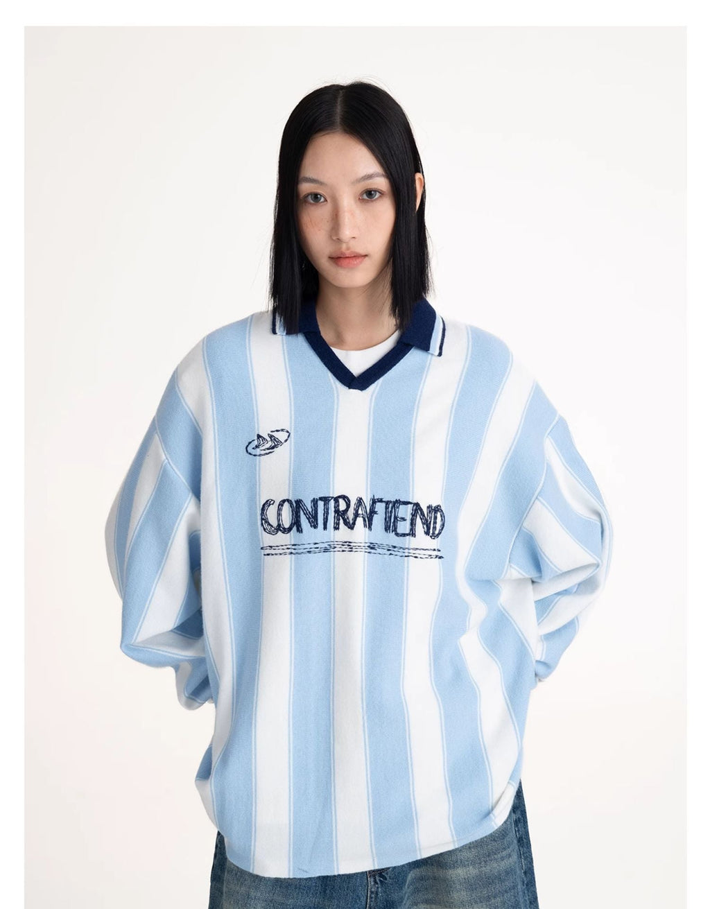 CONTRAFIEN hand-painted Milan vintage striped sweater