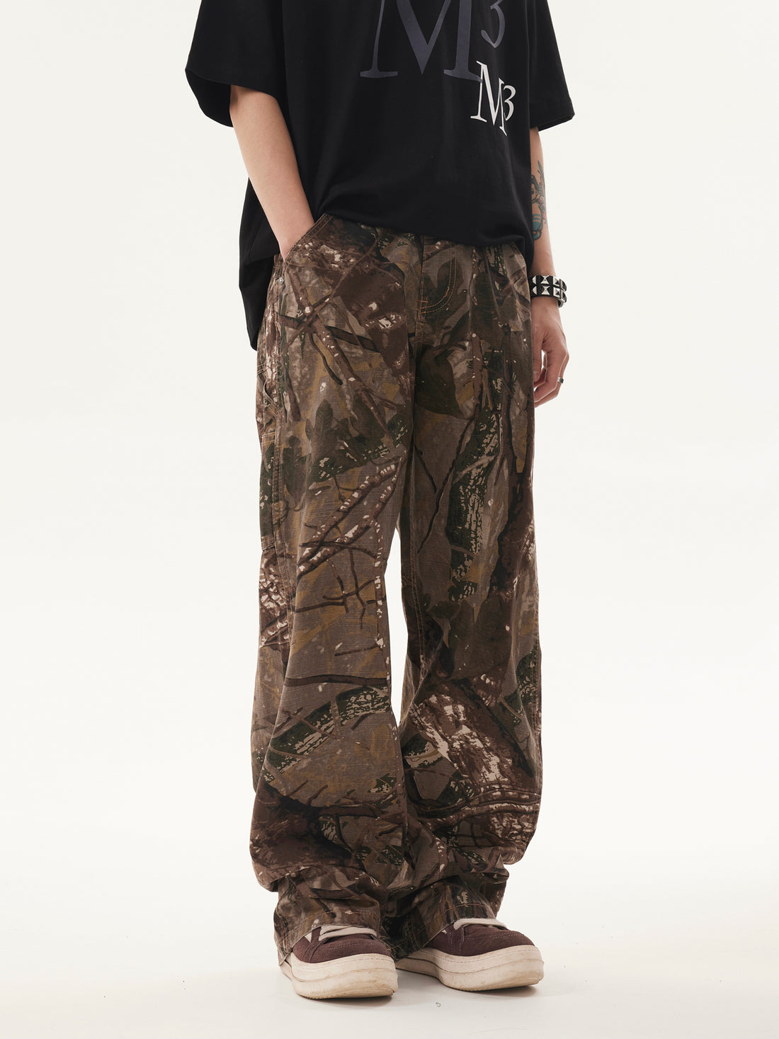 BTSG Washed Bamboo Twig Camouflage Cargo Pants