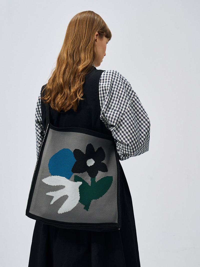 FREEIN Knitted Flower crossbody Tote bag