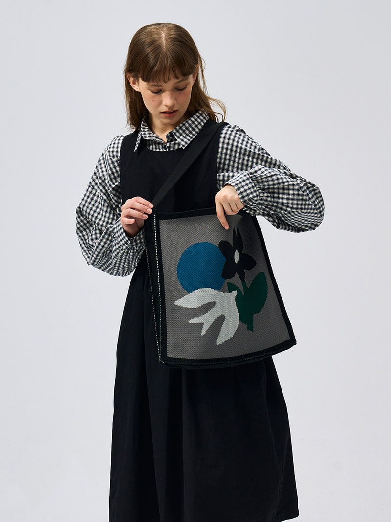 FREEIN Knitted Flower crossbody Tote bag