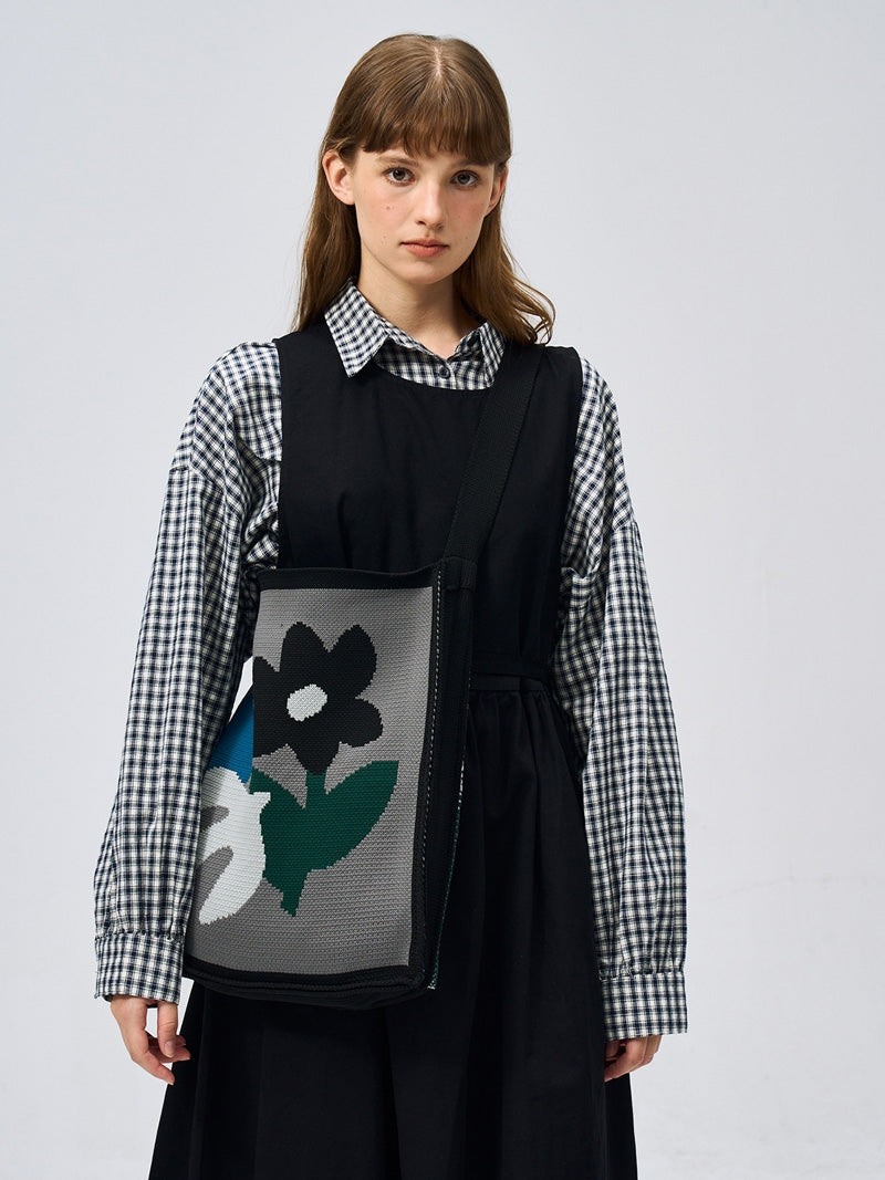 FREEIN Knitted Flower crossbody Tote bag