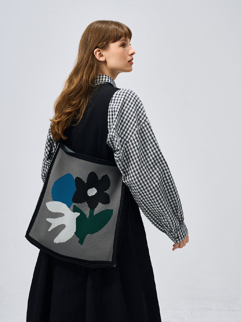 FREEIN Knitted Flower crossbody Tote bag