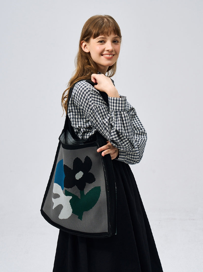 FREEIN Knitted Flower crossbody Tote bag
