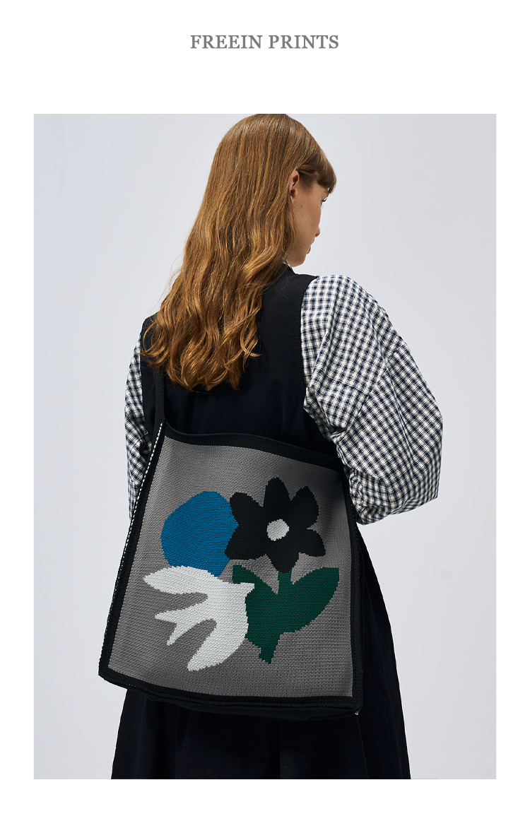 FREEIN Knitted Flower crossbody Tote bag