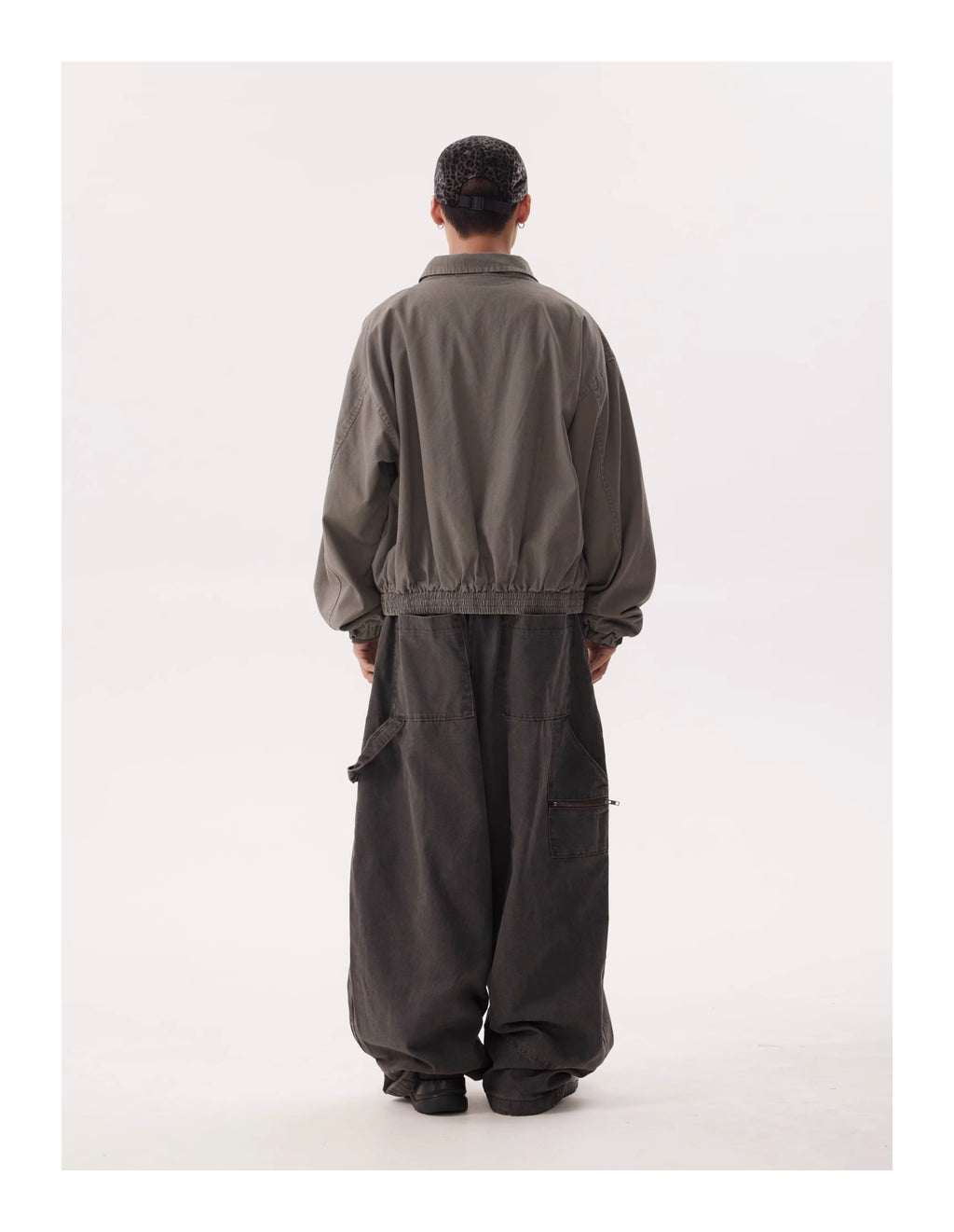 BTSG Wash Distressed Wide-Leg Lumberjack Cargo Pants