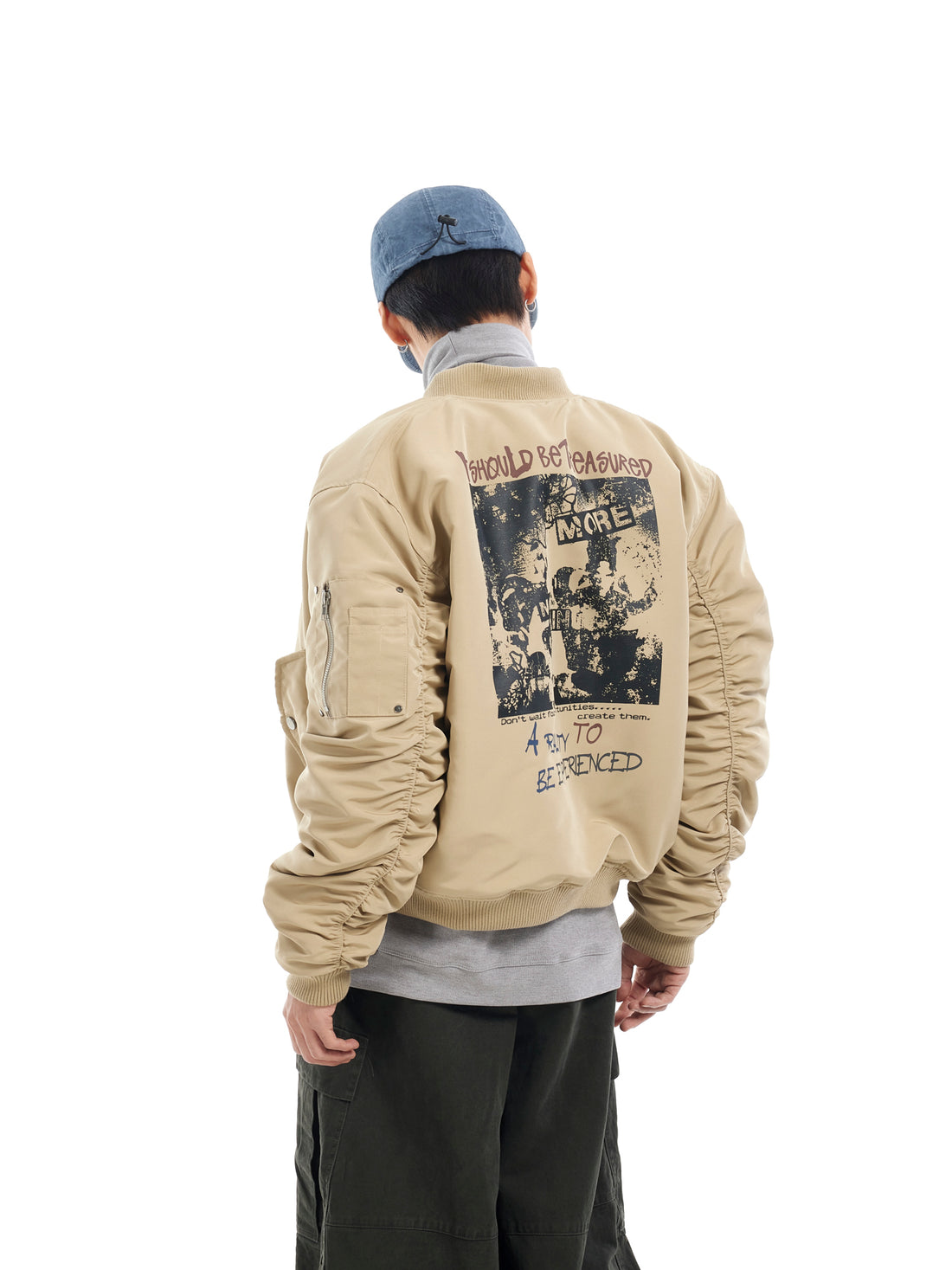 BTSG Deconstructed silhouette boxy bomber jacket