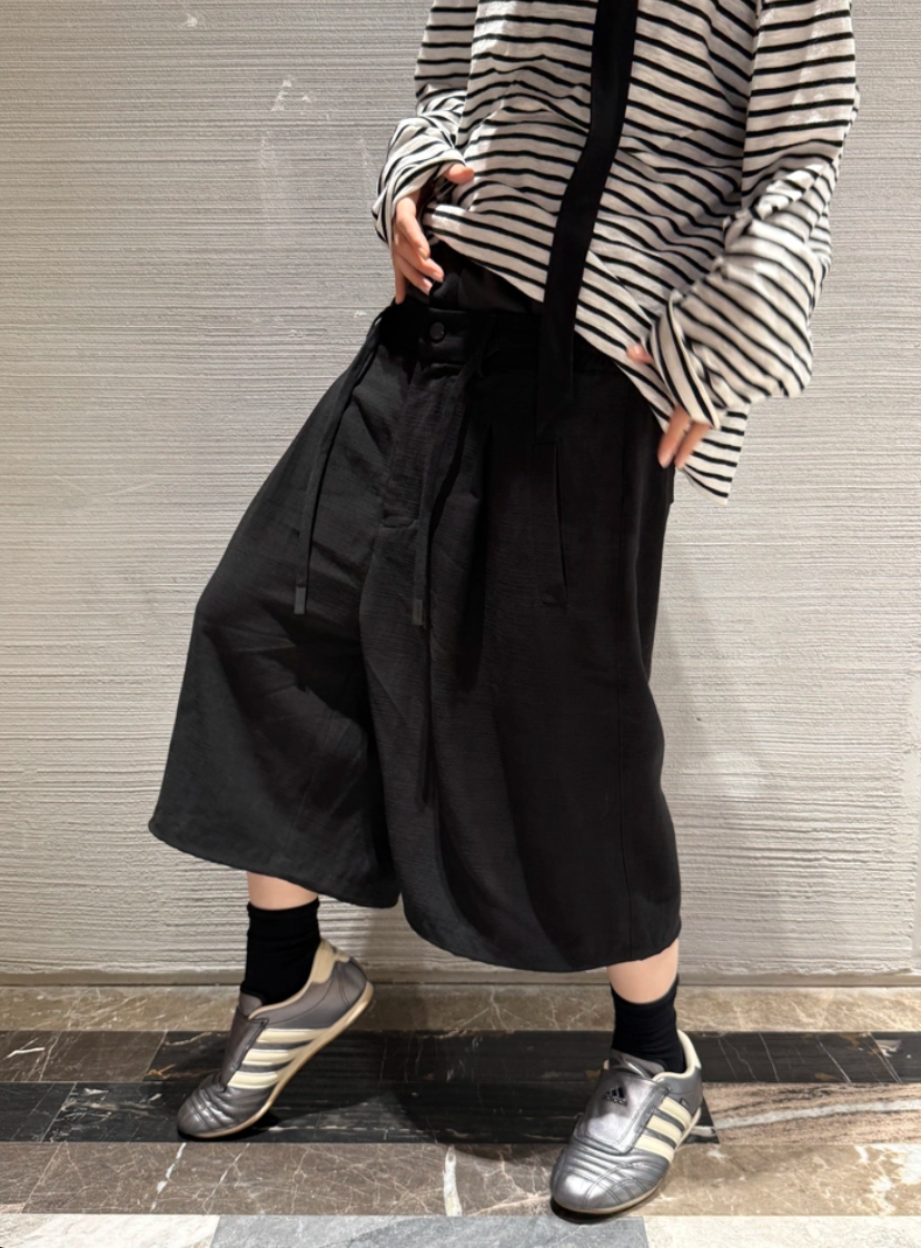 RELABEL Double Waist Splicing Loose Eight-point Trousers