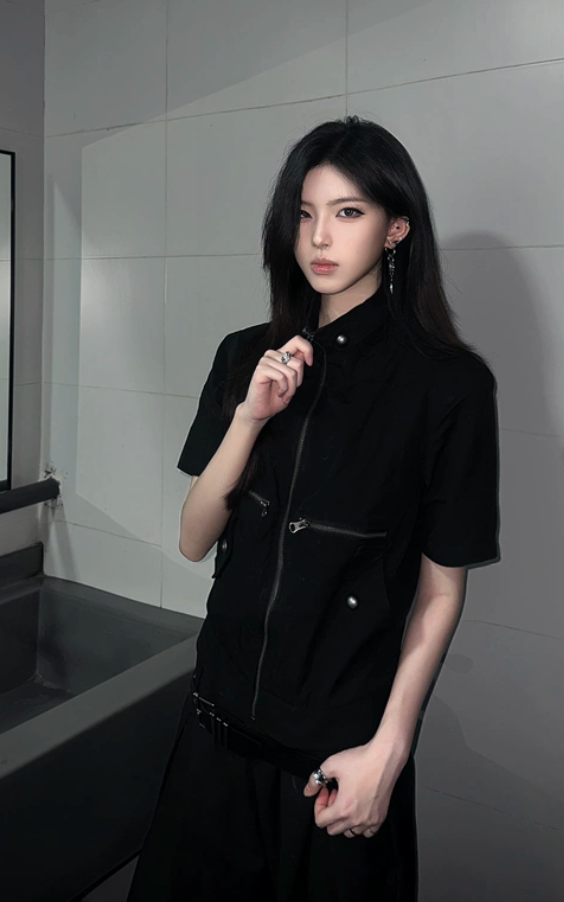 TZ Killer Zip Loose Versatile Short Sleeve Shirt